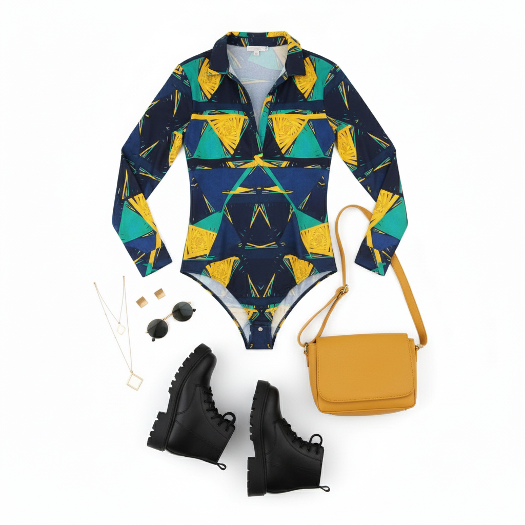 Pantyblusa manga larga con estampado que realza tu estilo creativo