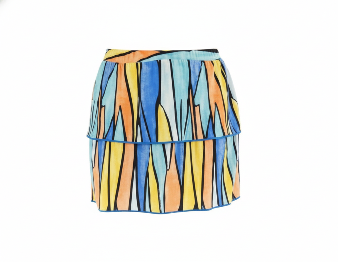 Minifalda con olanes en gajos de color que anima cualquier outfit con alegría visual