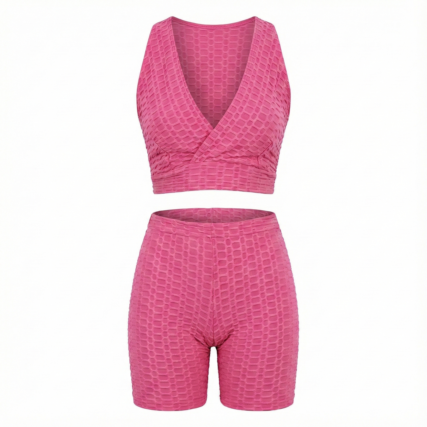 Conjunto deportivo cruzado que estiliza tu figura con escote en V