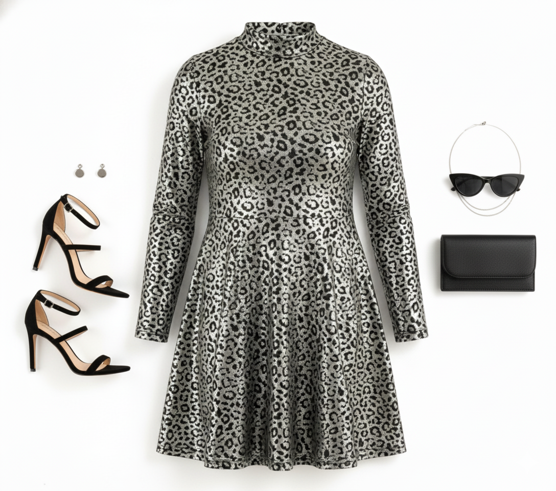 Vestido corte imperio con brillo felino que empodera tu presencia