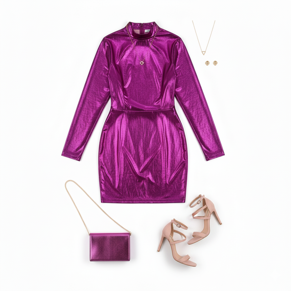 Vestido corto metálico que abraza tu silueta con poder visual