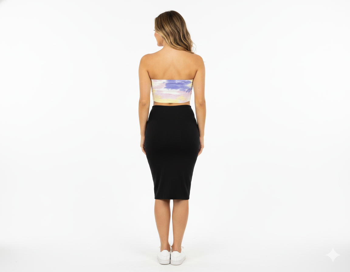 Crop top tipo tubo con estampado vibrante que resalta tu alegría natural