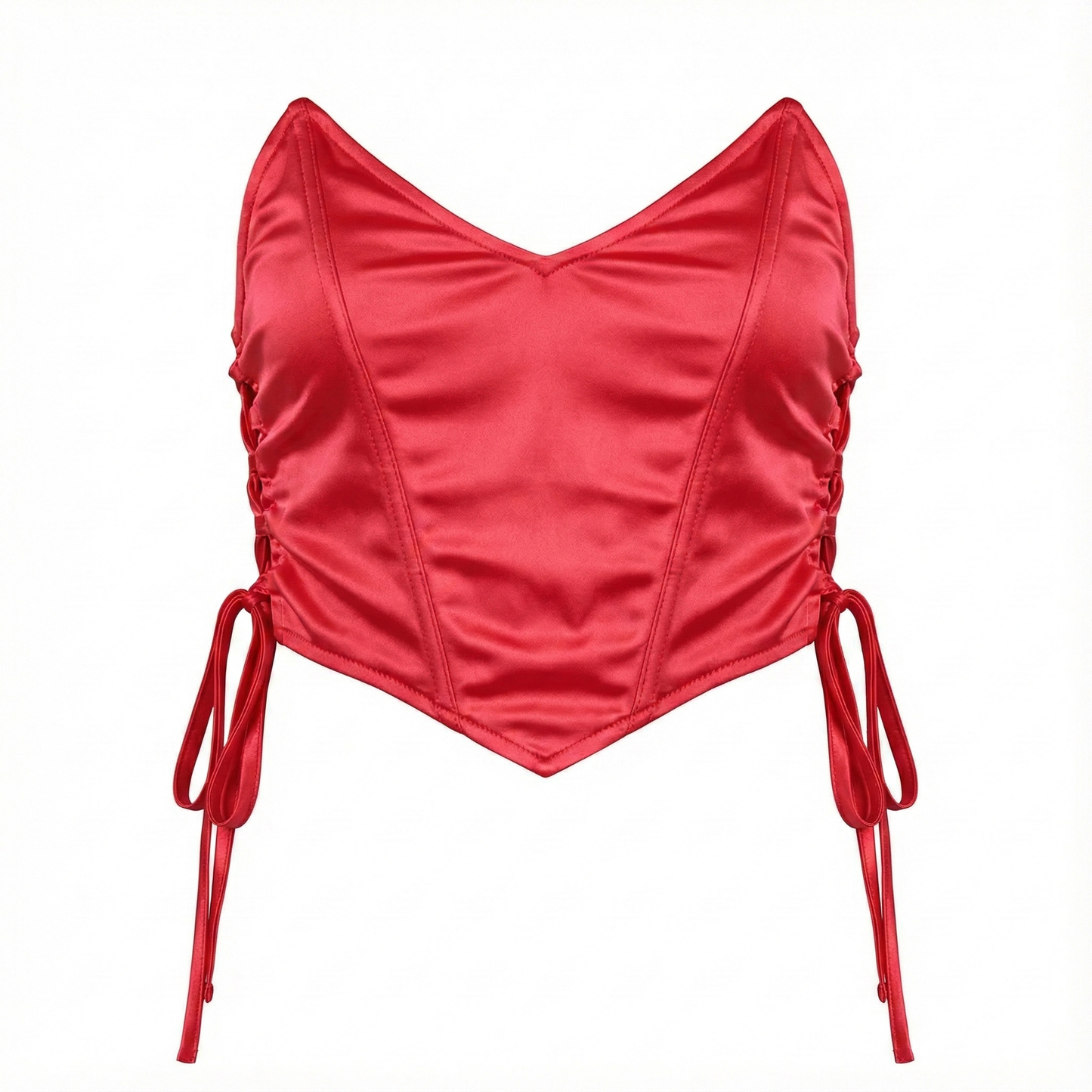 Blusa corset satinado con jaretas que enmarca tu figura