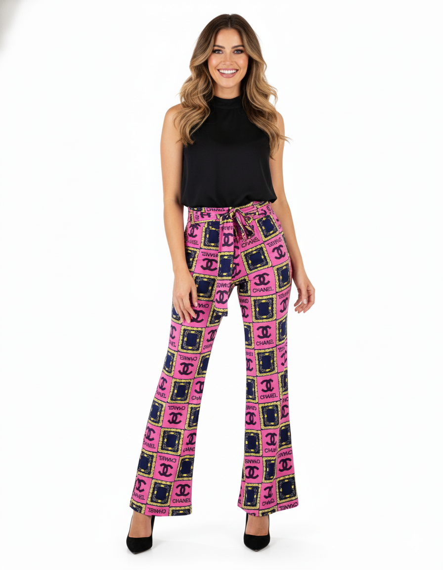 Pantalón acampanado con estampado audaz que alarga tus piernas con estilo