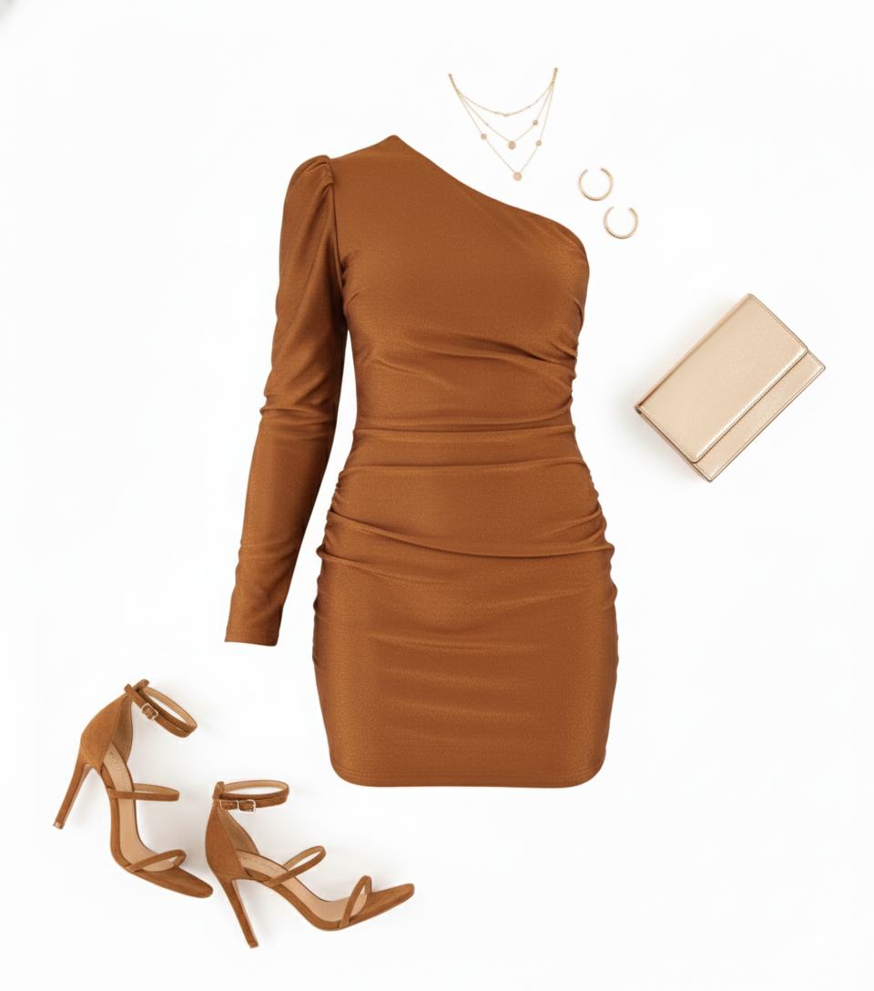 Minivestido de una manga que acentúa tu silueta con sensualidad asimétrica