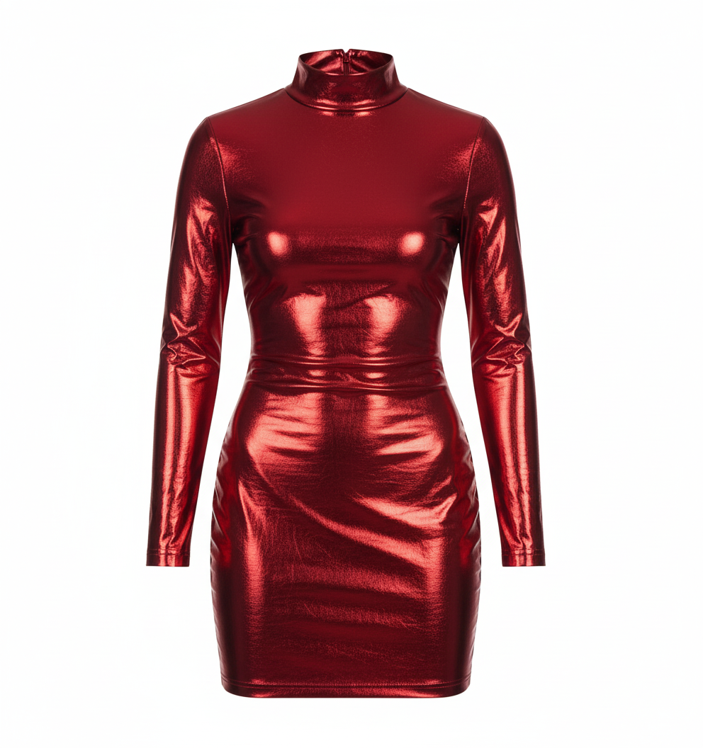 Vestido corto metálico que abraza tu silueta con poder visual