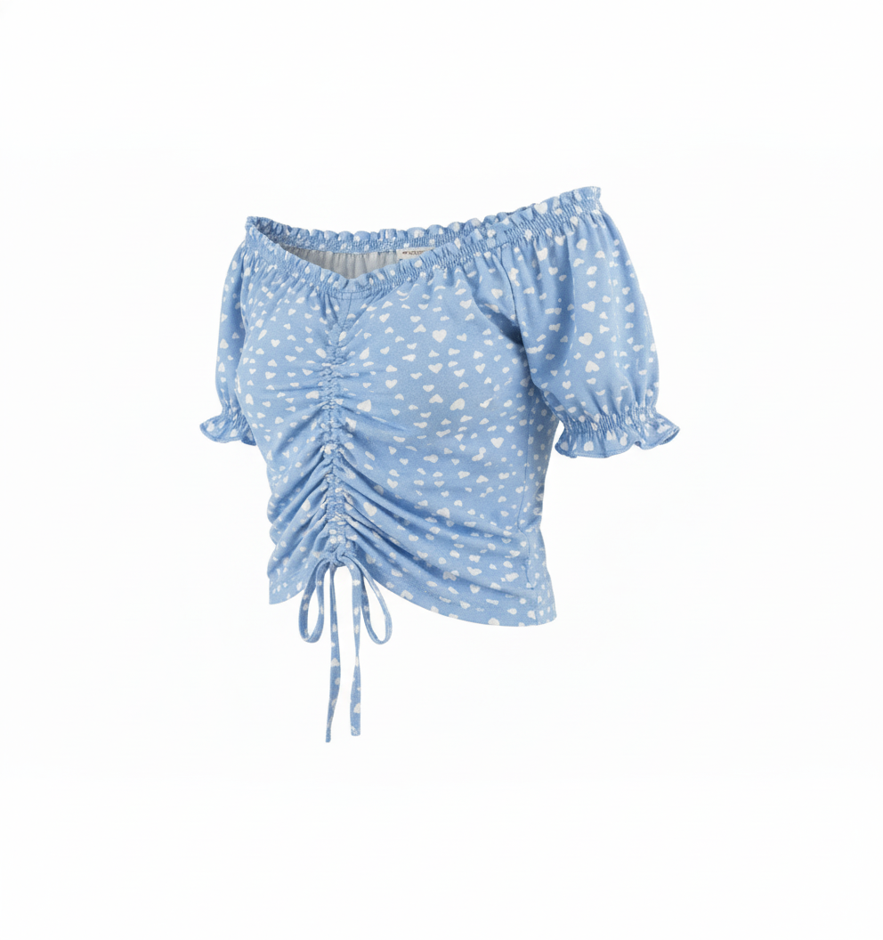 Blusa manga corta con fruncido que resalta tu feminidad natural
