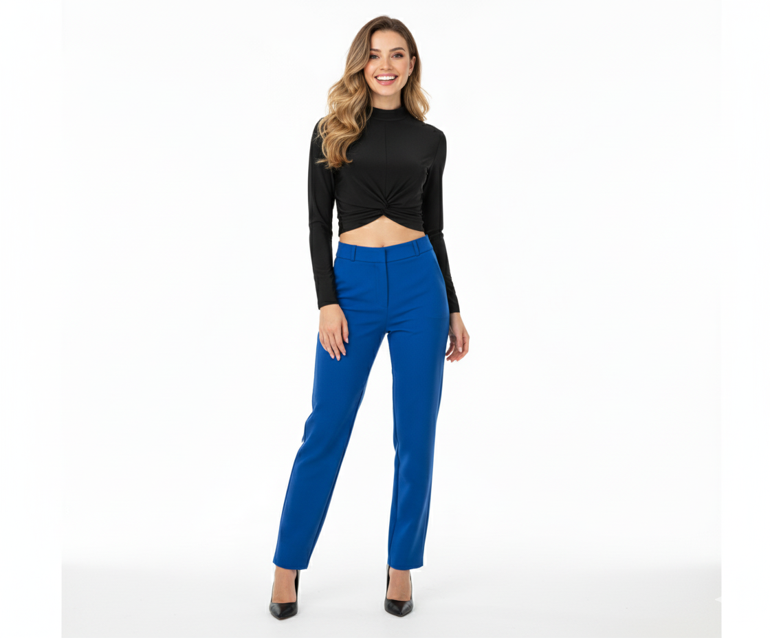 Crop top cruzado con cuello alto que realza el torso con elegancia sensual