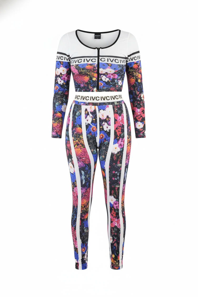 Conjunto deportivo con efecto Push Up que moldea y estiliza con energía floral