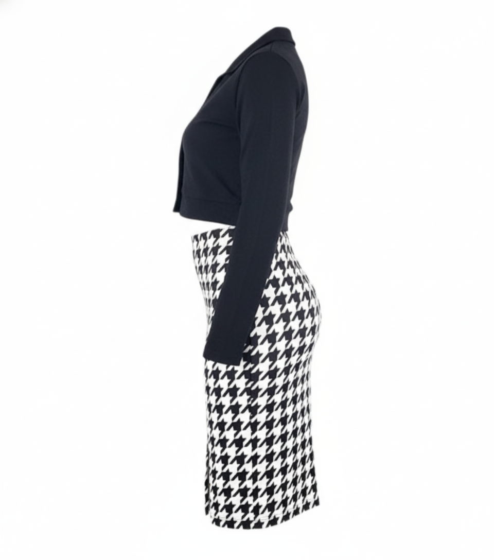 Conjunto de falda ¾ y blusa que resalta tu cintura con elegancia casual