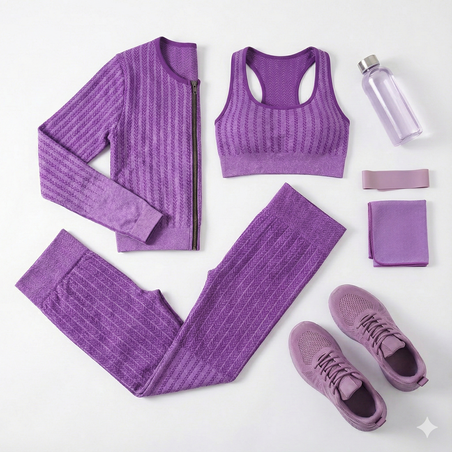 Conjunto deportivo largo con franjas de soporte que esculpe y estiliza tu figura