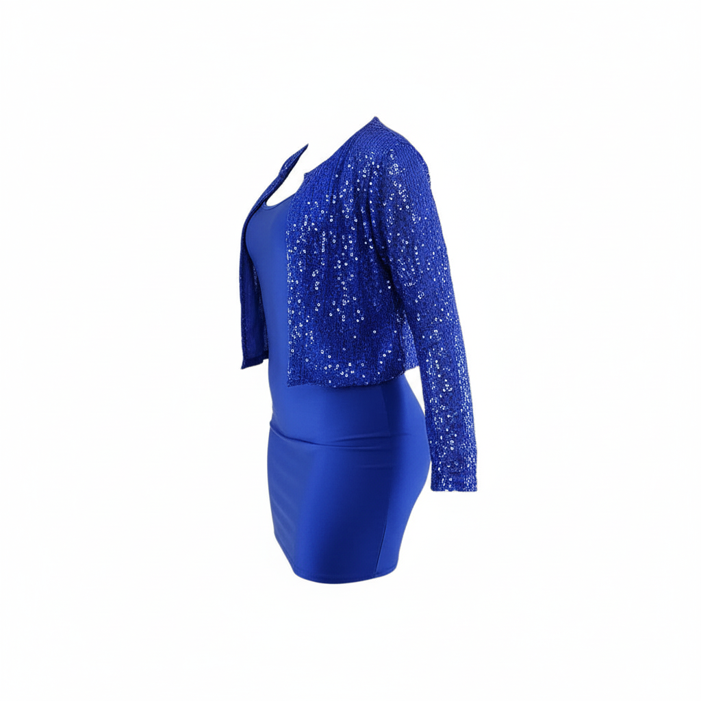 Minivestido con saco de brillo que estiliza con impacto y sofisticación