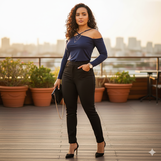 Blusa off shoulder con tirantes cruzados que estiliza con actitud juvenil