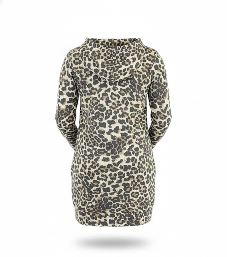 Minivestido con gorro y estampado felino que enmarca tu actitud salvaje