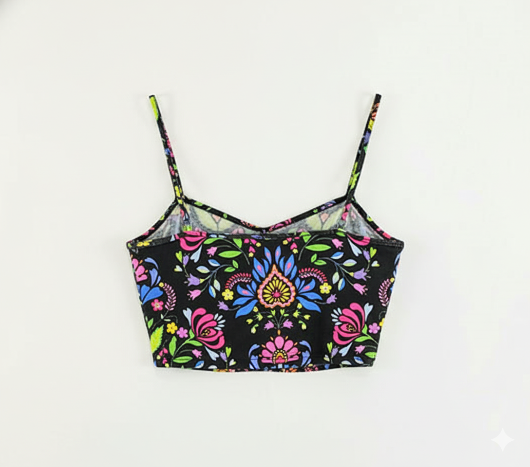 Croptop de tirantes que celebra tu figura con alegría mexicana