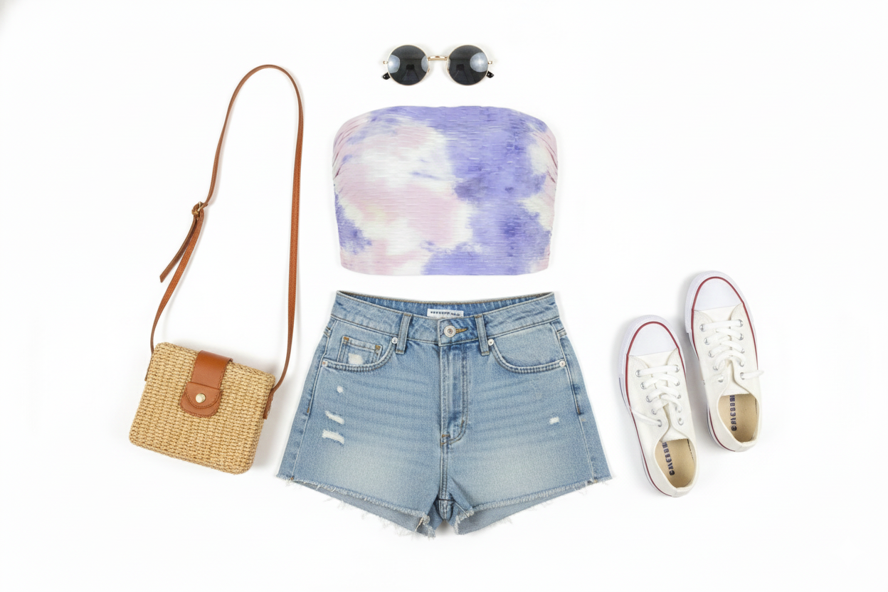 Crop top tipo tubo con estampado vibrante que resalta tu alegría natural