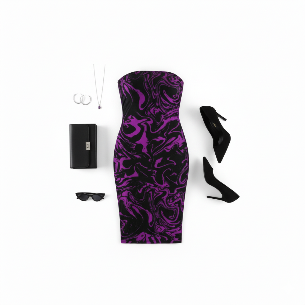 Vestido strapless con ondas que define tu figura con elegancia audaz