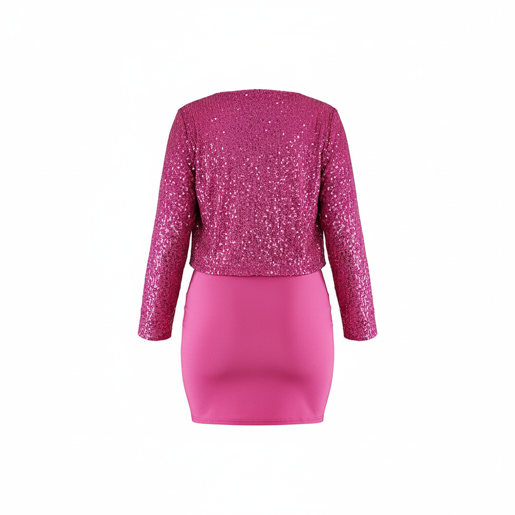 Minivestido con saco de brillo que estiliza con impacto y sofisticación