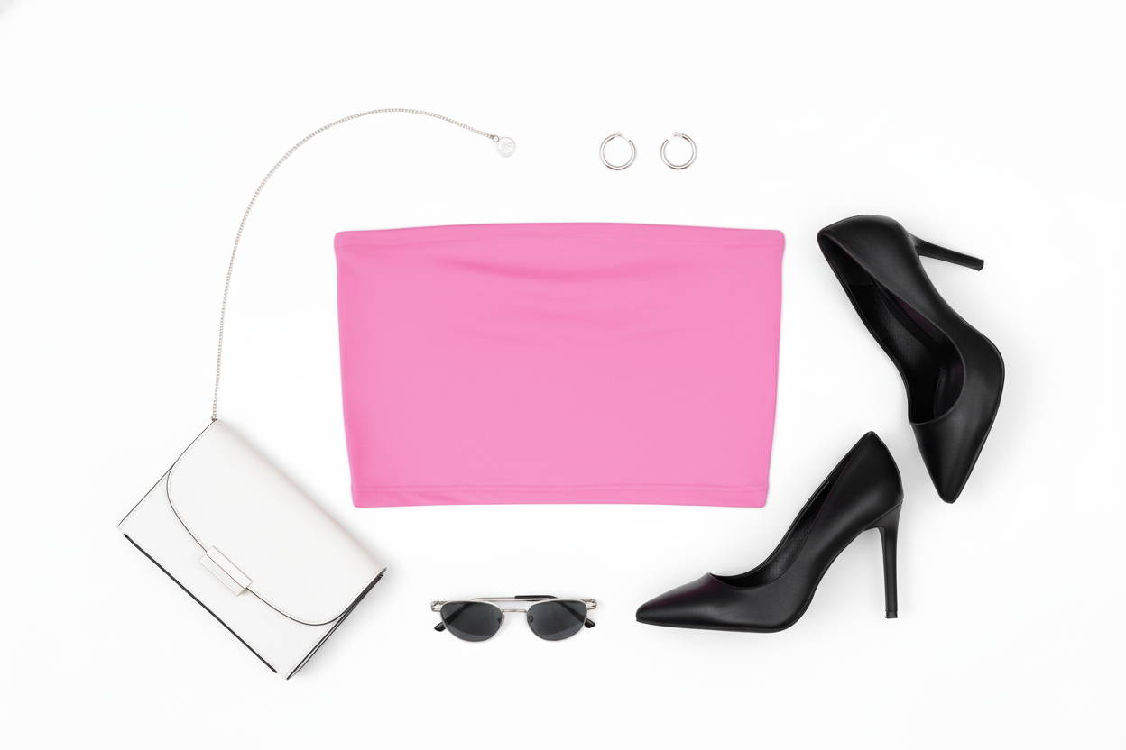 Crop top tipo tubo que resalta hombros con sensualidad minimalista