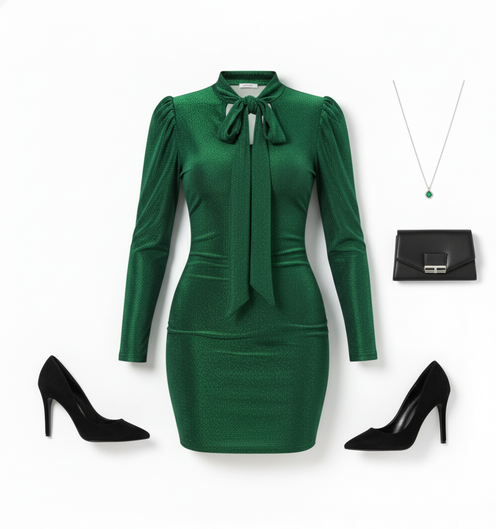 Vestido corto con cintilla en cuello que estiliza con sofisticación sutil