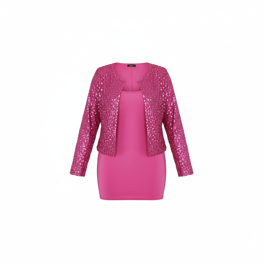 Minivestido con saco de brillo que estiliza con impacto y sofisticación