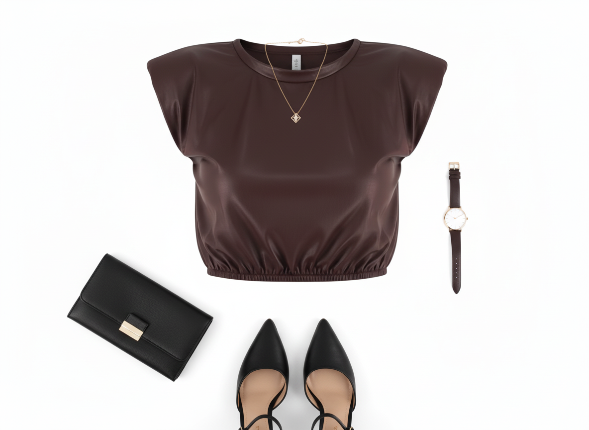 Crop top sin mangas con estructura vinipiel que impone estilo urbano