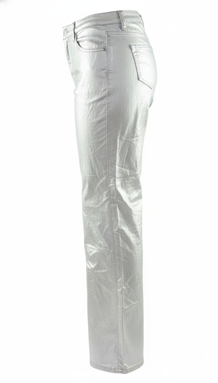 Pantalón recto con brillo metálico para looks que deslumbran sin esfuerzo
