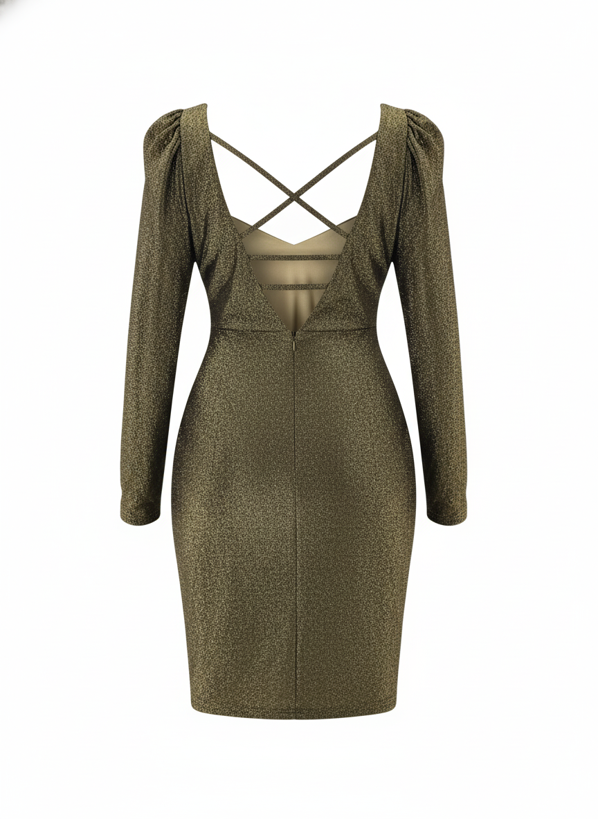 Vestido a la rodilla con escote en espalda que realza tu silueta con elegancia sutil