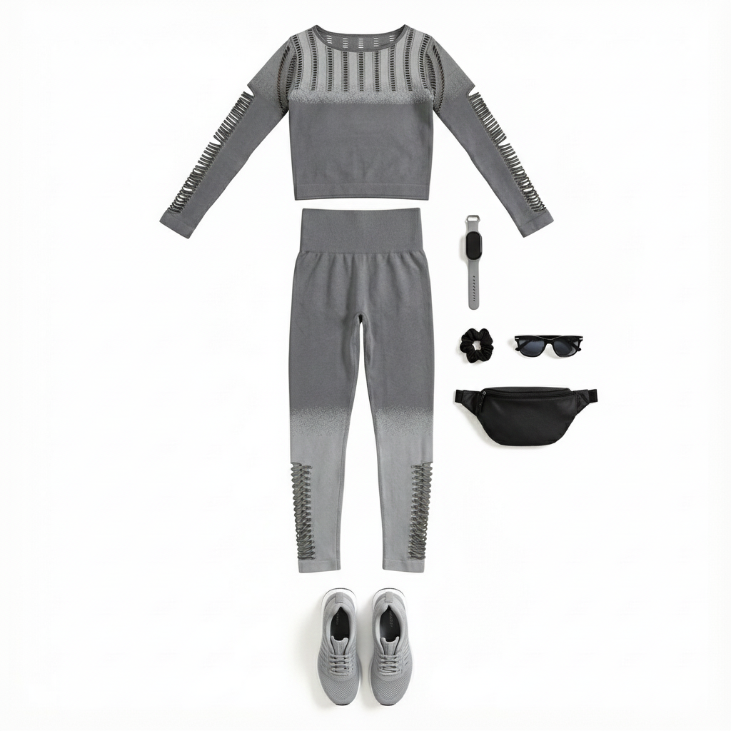 Conjunto deportivo largo con diseño calado y efecto degradado que estiliza tu silueta