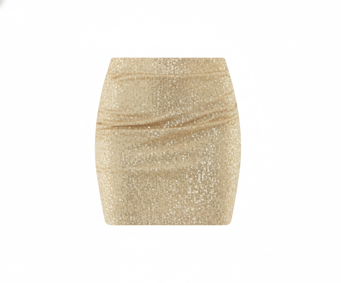 Minifalda ajustada de lentejuelas que atrae todas las miradas con su brillo