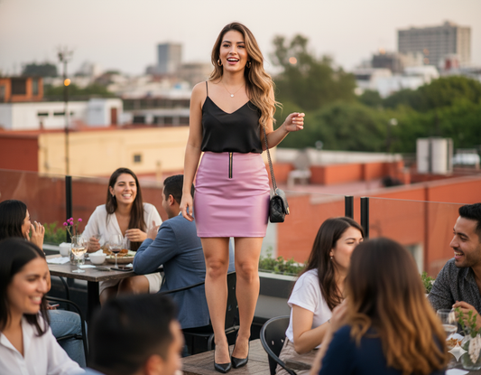 Minifalda efecto piel con zipper que potencia tu actitud