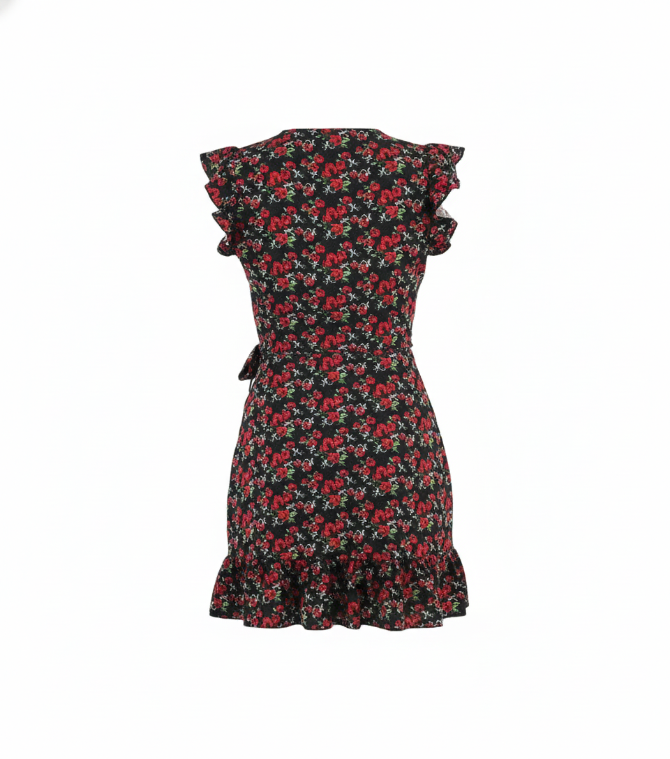 Minivestido floral con cruce que acentúa tu silueta con frescura