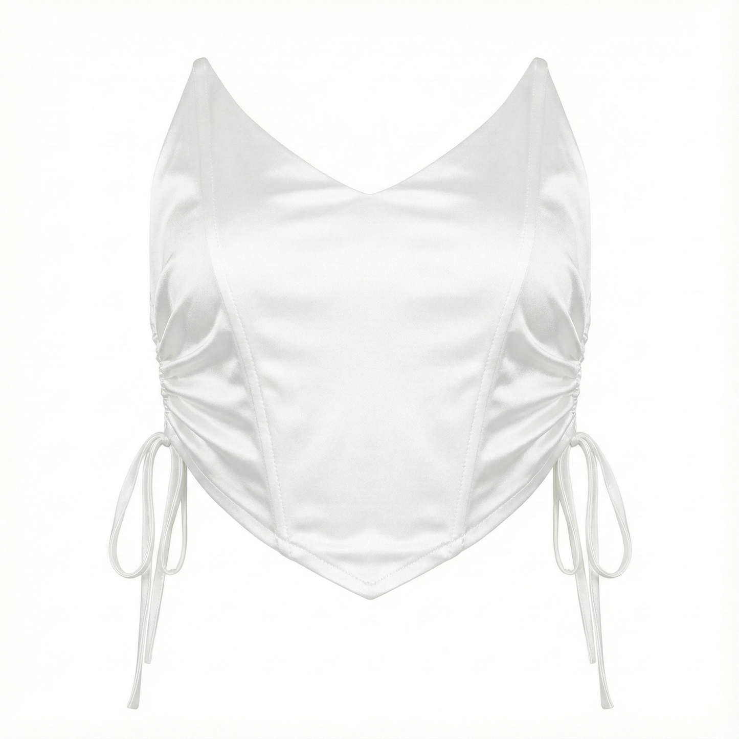 Blusa corset satinado con jaretas que enmarca tu figura