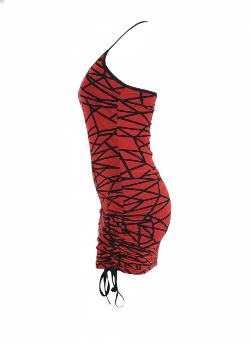 Vestido corto con estampado geométrico que moldea y alarga tu silueta