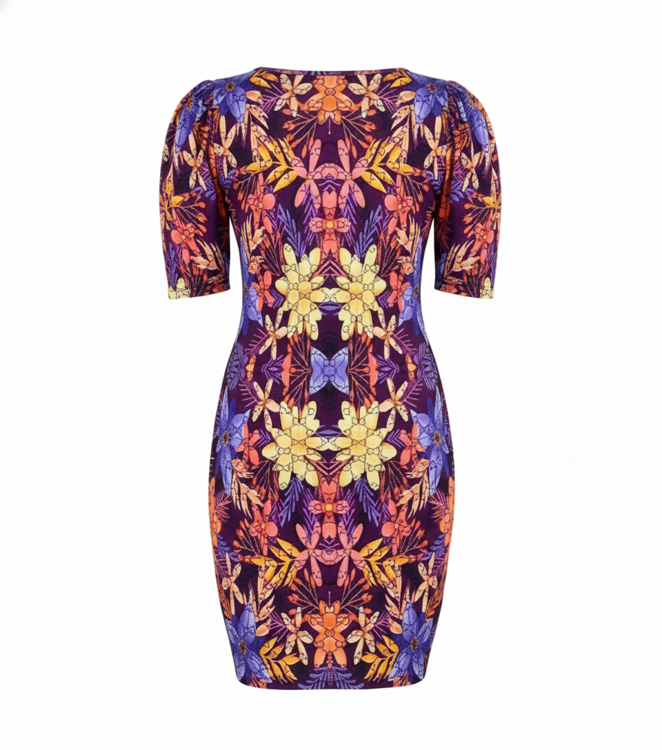 Vestido corte Chanel con estampado floral que acentúa tus curvas