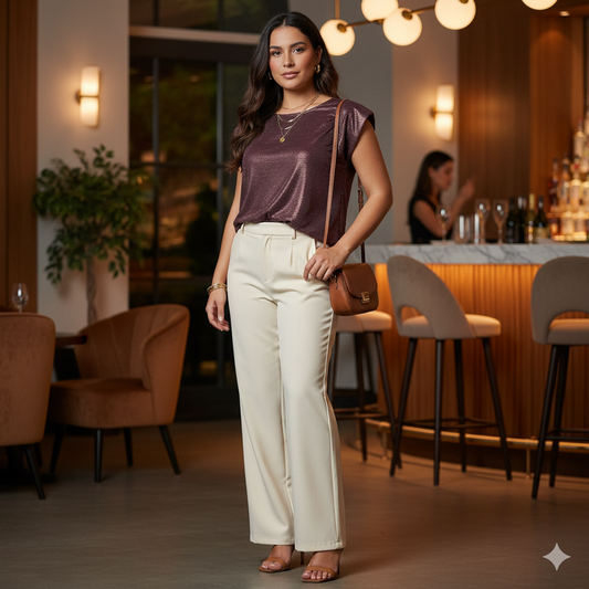 Blusa sin mangas con brillo elegante y corte favorecedor