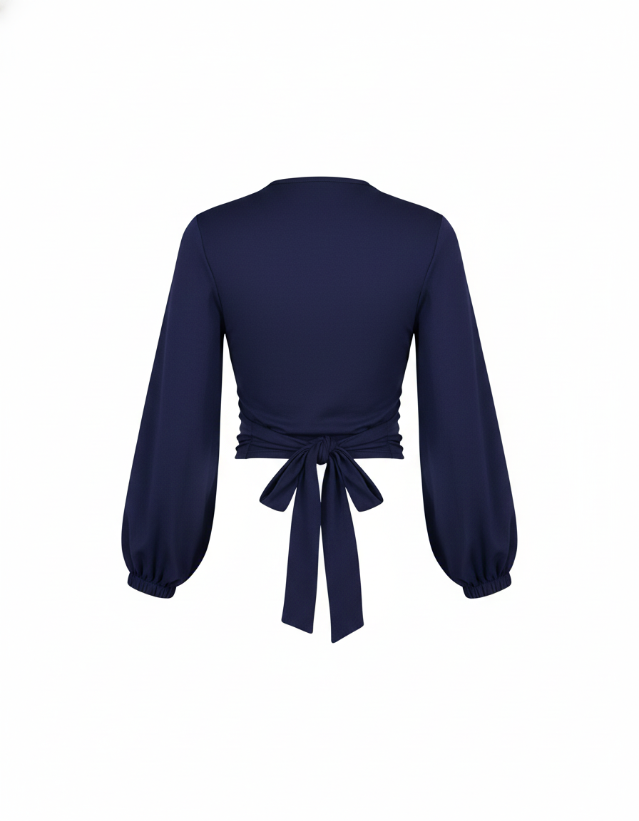 Blusa manga larga cruzada que afina tu cintura con elegancia visual