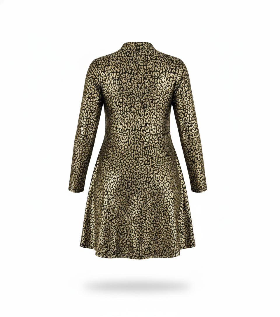 Vestido corte imperio con brillo felino que empodera tu presencia