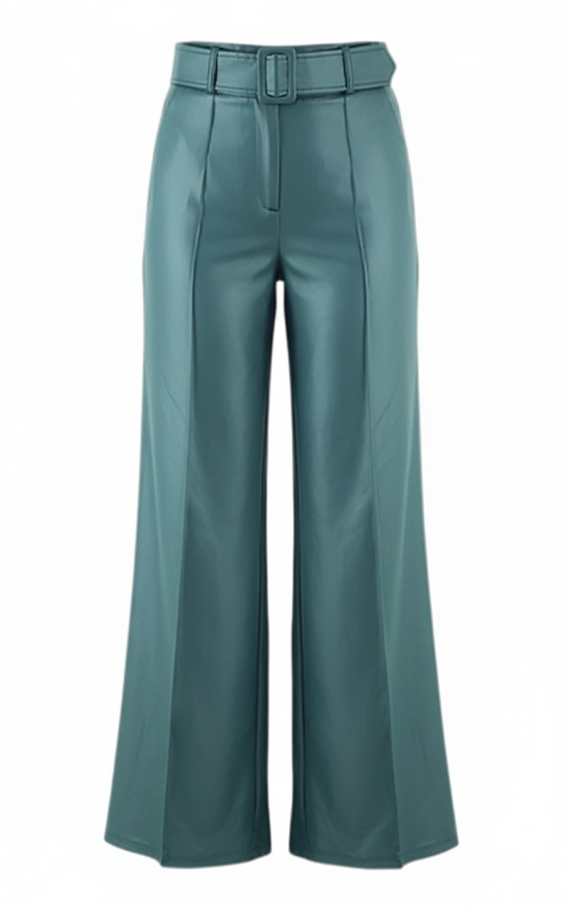 Pantalón acampanado con efecto vinilado que alarga tu silueta con estilo audaz