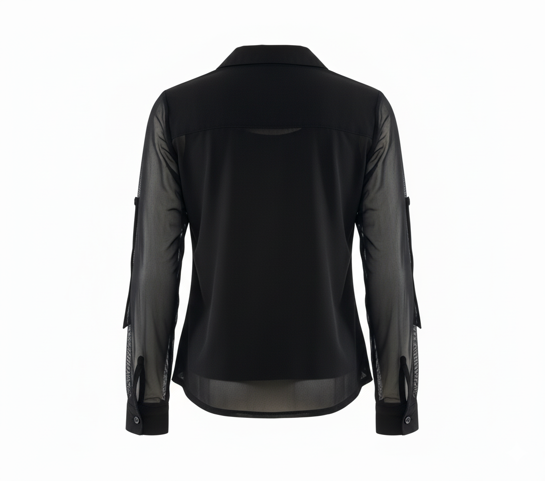 Blusa manga larga semitransparente que añade sensualidad elegante a tu look
