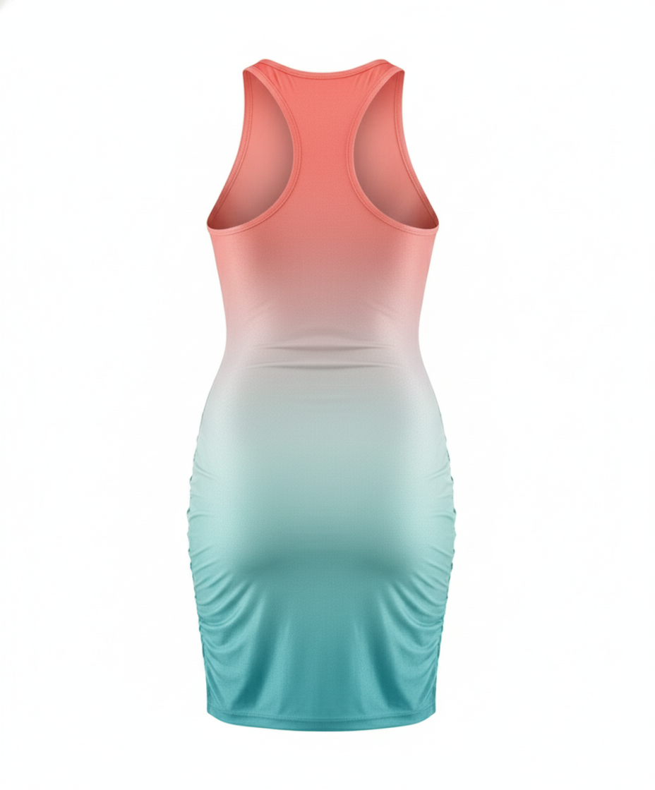 Vestido corto con efecto degradado que estiliza visualmente