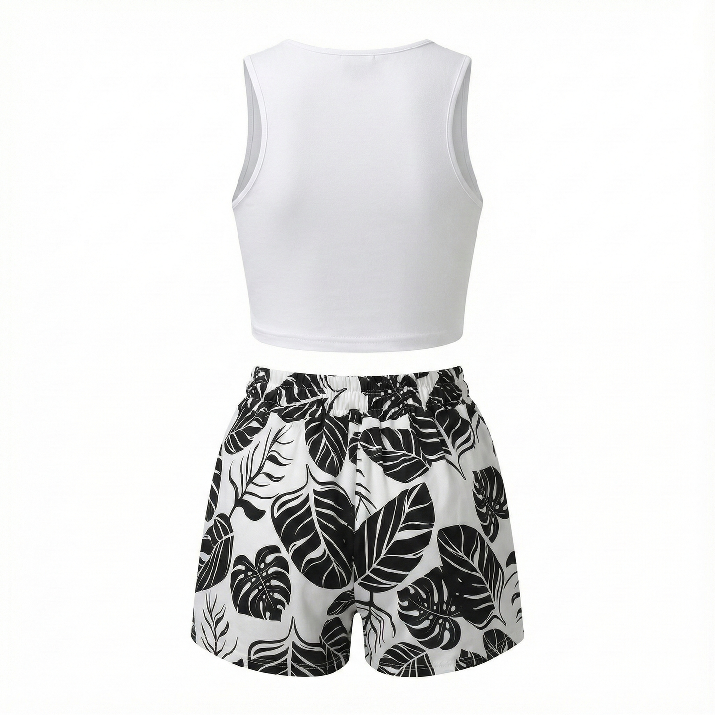 Conjunto fresco de blusa sin mangas y short estampado