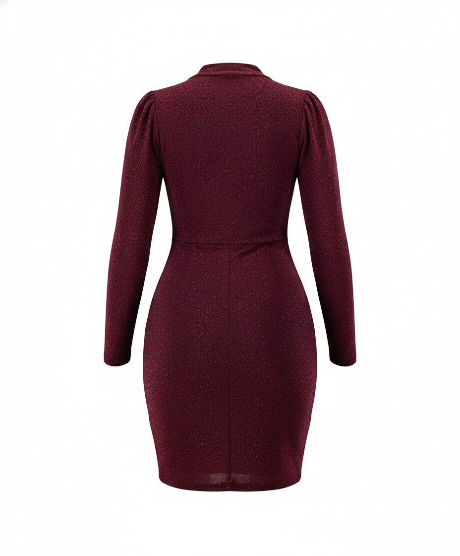 Vestido corto con cintilla en cuello que estiliza con sofisticación sutil