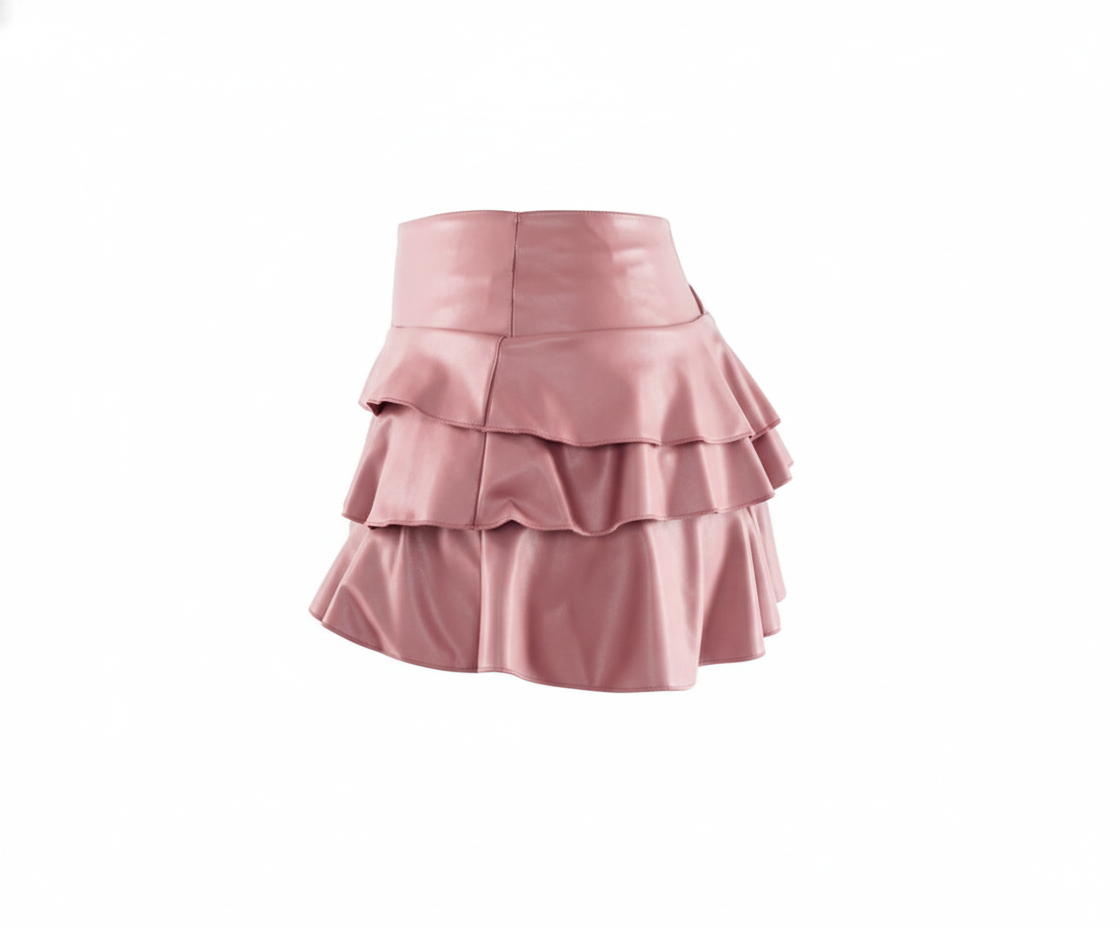 Minifalda de tablones en vinil que da movimiento y audacia a tu look