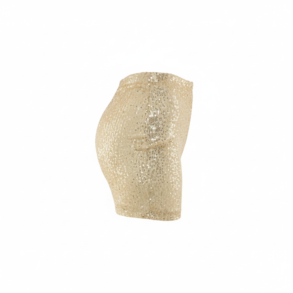 Minifalda ajustada de lentejuelas que atrae todas las miradas con su brillo