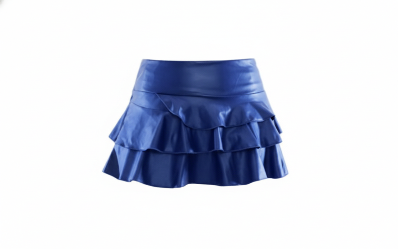 Minifalda de tablones en vinil que da movimiento y audacia a tu look