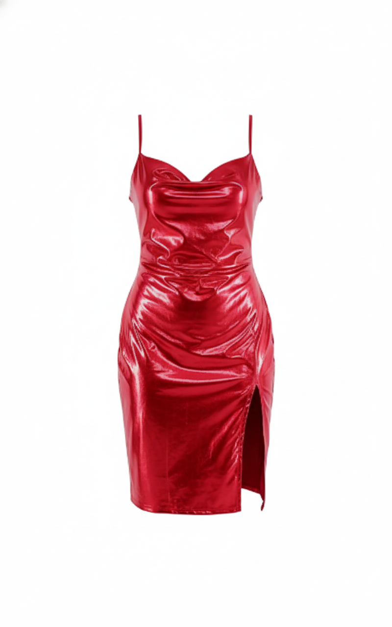 Vestido corto con abertura lateral que estiliza con elegancia atrevida