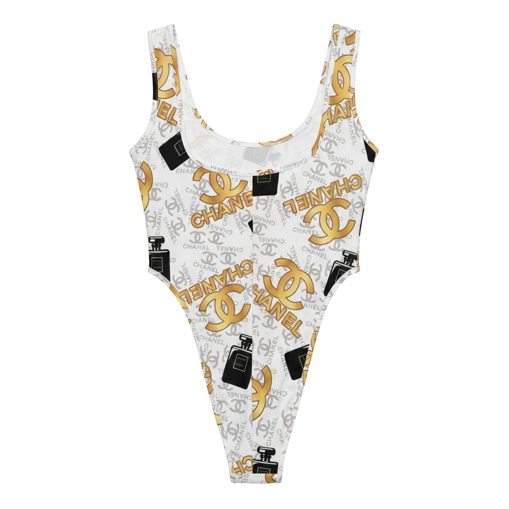 Pantyblusa brasileña estampada de impacto gráfico con manga larga y ajuste slim