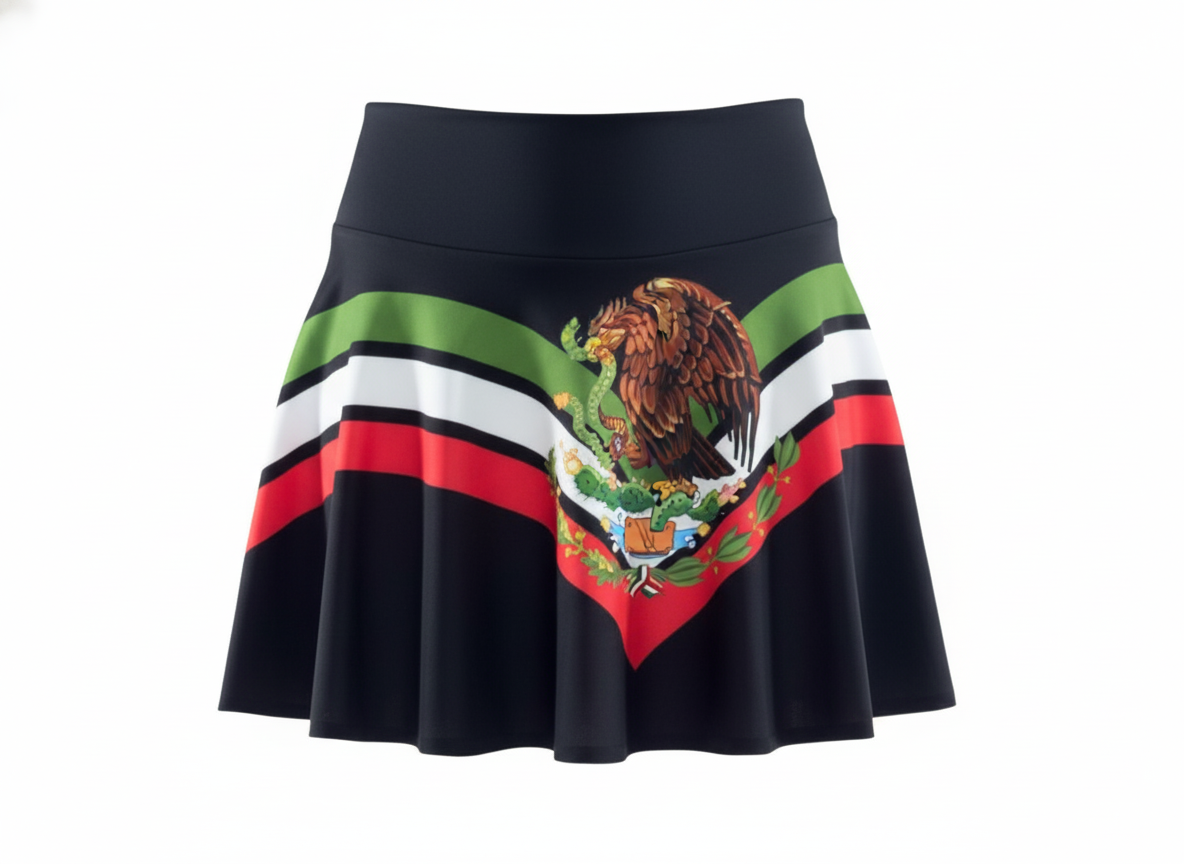 Falda short deportiva con estampado patriótico que resalta tu movimiento