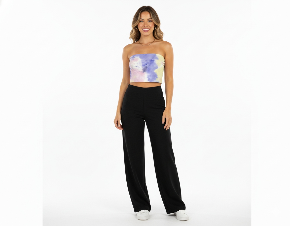 Crop top tipo tubo con estampado vibrante que resalta tu alegría natural
